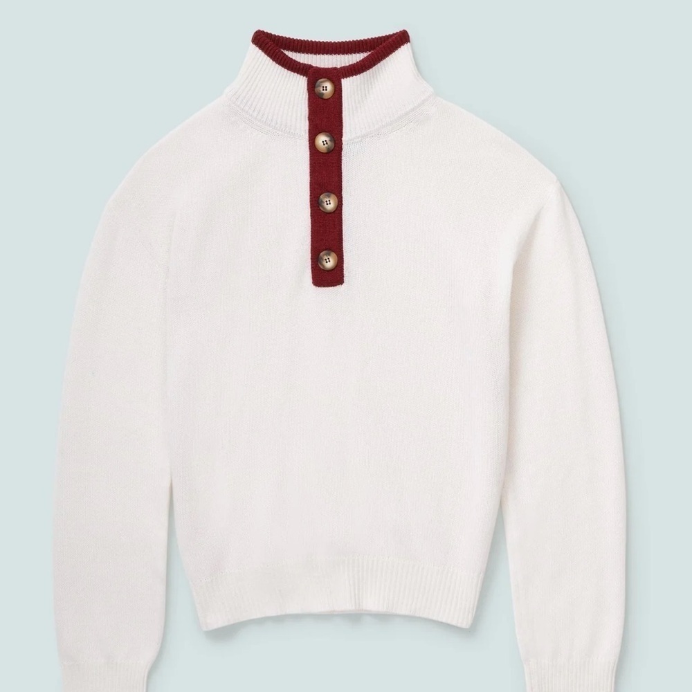 Garin maroon white sweater NWOT